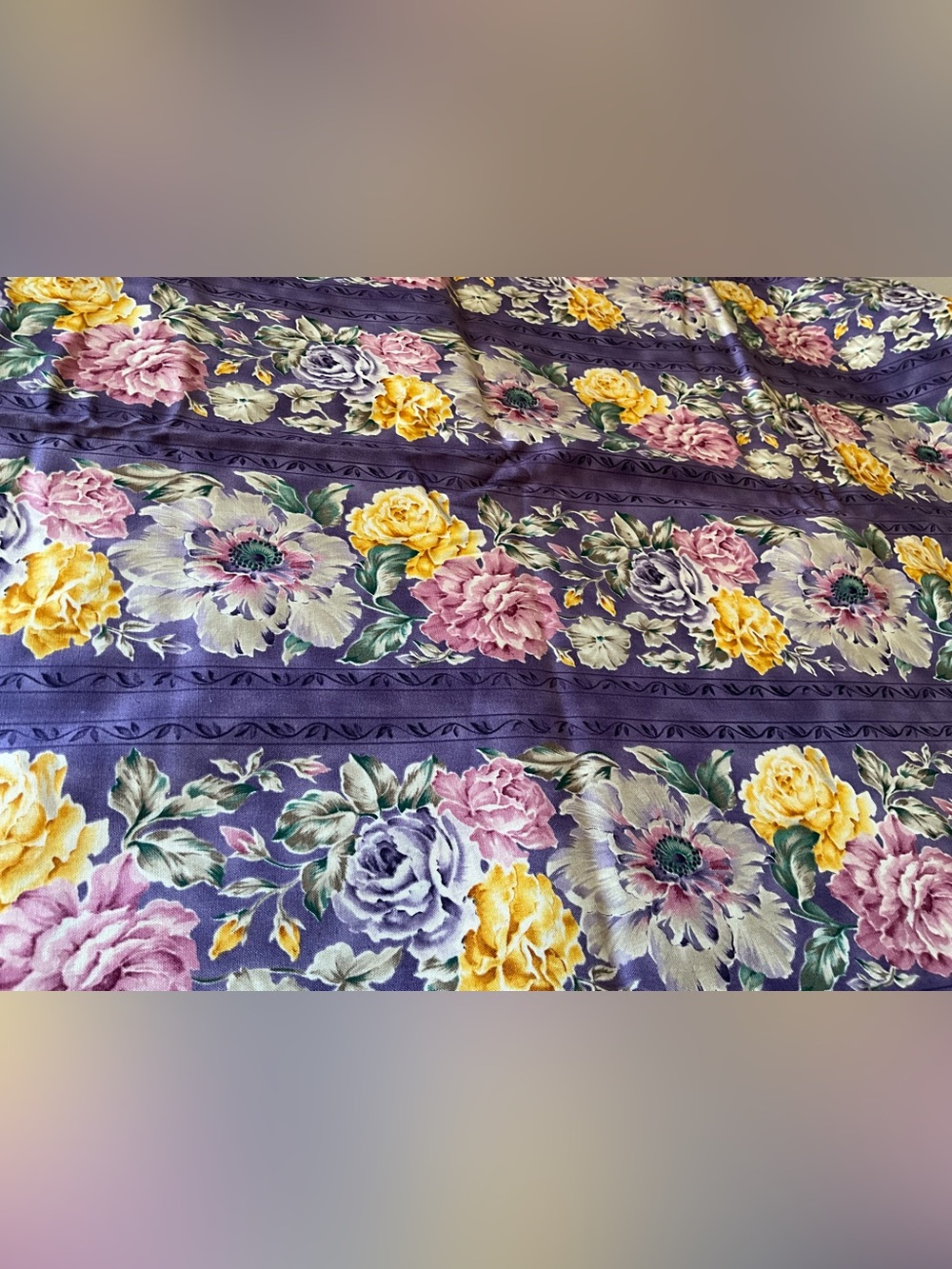 Quilting Sewing Crafts Fabric Shabby Chic Cottage Core Style Floral Purple 5 Yds